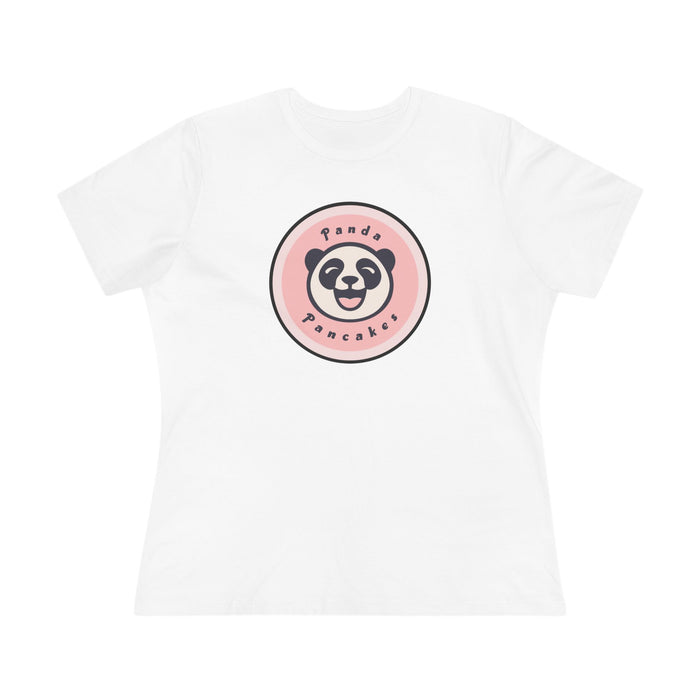 Panda Pancakes Graphic Tee — Cute Pink Panda Logo Women's Cotton Shirt