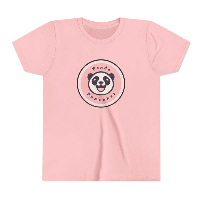 Panda Pancakes Kids Tee – Cute Pink Youth Short Sleeve Shirt