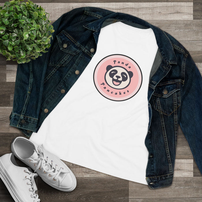 Panda Pancakes Graphic Tee — Cute Pink Panda Logo Women's Cotton Shirt