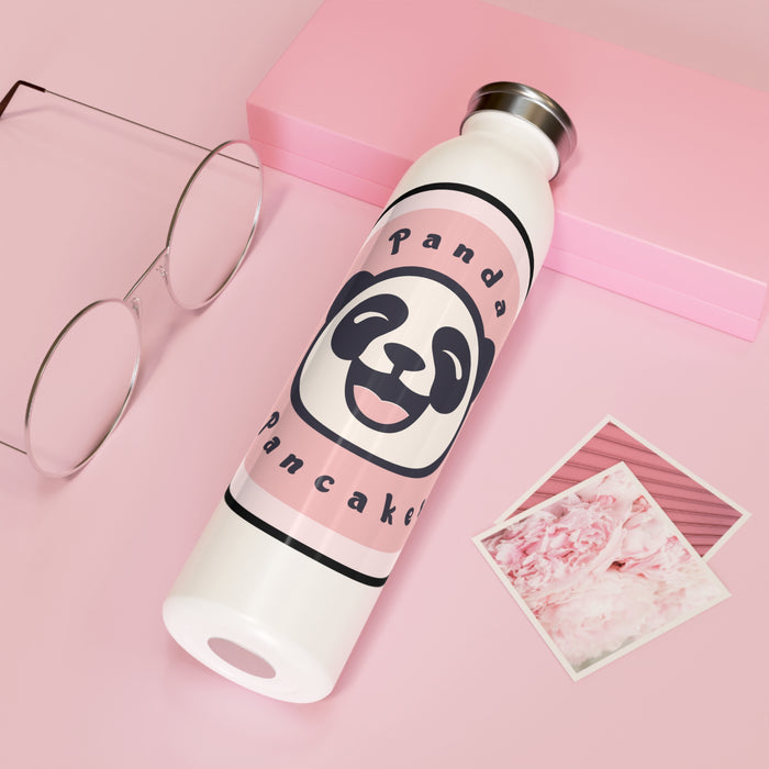 Slim Water Bottle — Cute Panda Pancake Logo Stainless Steel Bottle